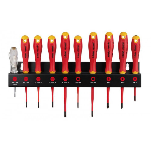 41391093 Набор отверток диэлектрических SL/PH/PZ/Tx E-Slim Ergonic на стальной стойке, 10 шт 413 910 93 Felo